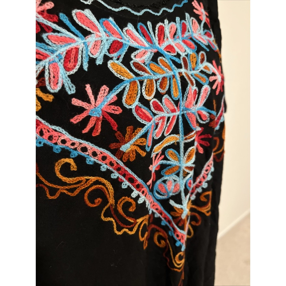 Star India Black Embroidered Boho Dress Size Medium/Large - Picture 2 of 9